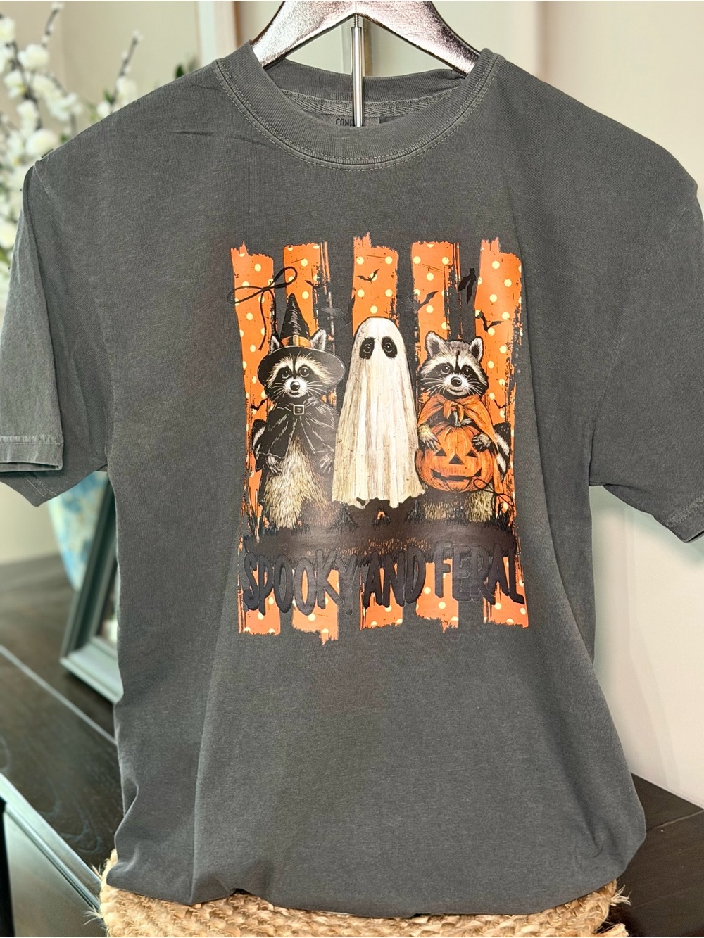 Halloween Graphic Short Sleeve Tee - Spooky and Feral - Comfort Colors - Pepper
